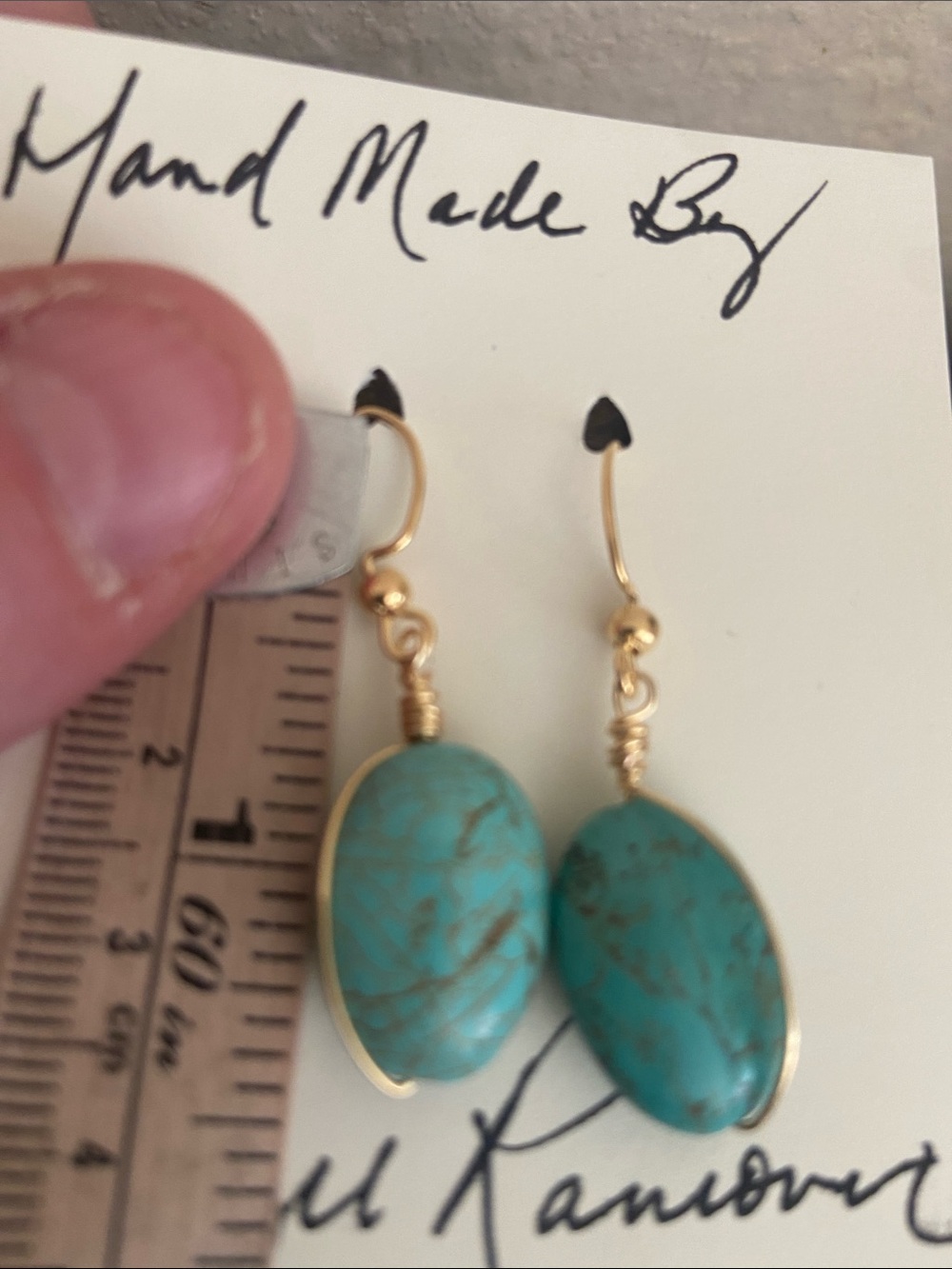 5/$10❤️❤️❤️NEW Handmade Gold Wire Howlite Stone Drop Earrings - Picture 3 of 3